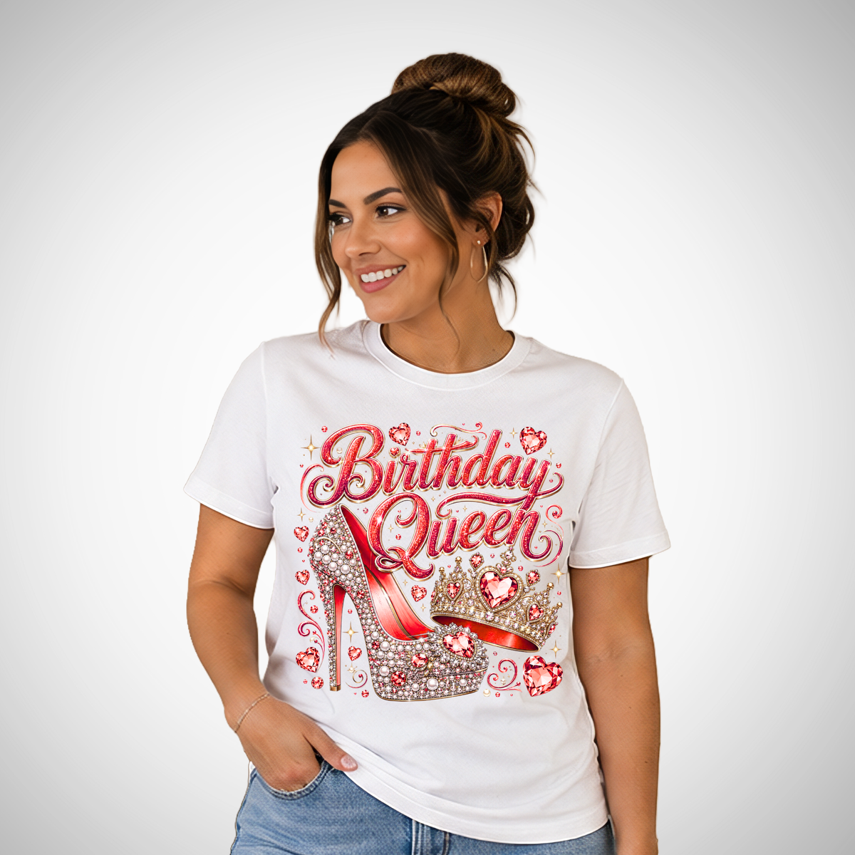 Birthday Queen Ruby Pearl Heel Tee