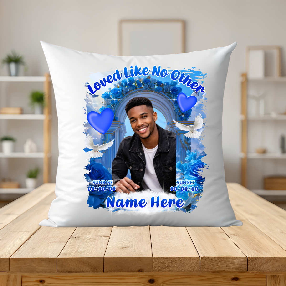 Loved Like No Other Memorial Pillow • Personalized Remembrance Gift • Custom Photo Tribute Pillow • Sunrise Sunset Keepsake • In Loving Memory Decor