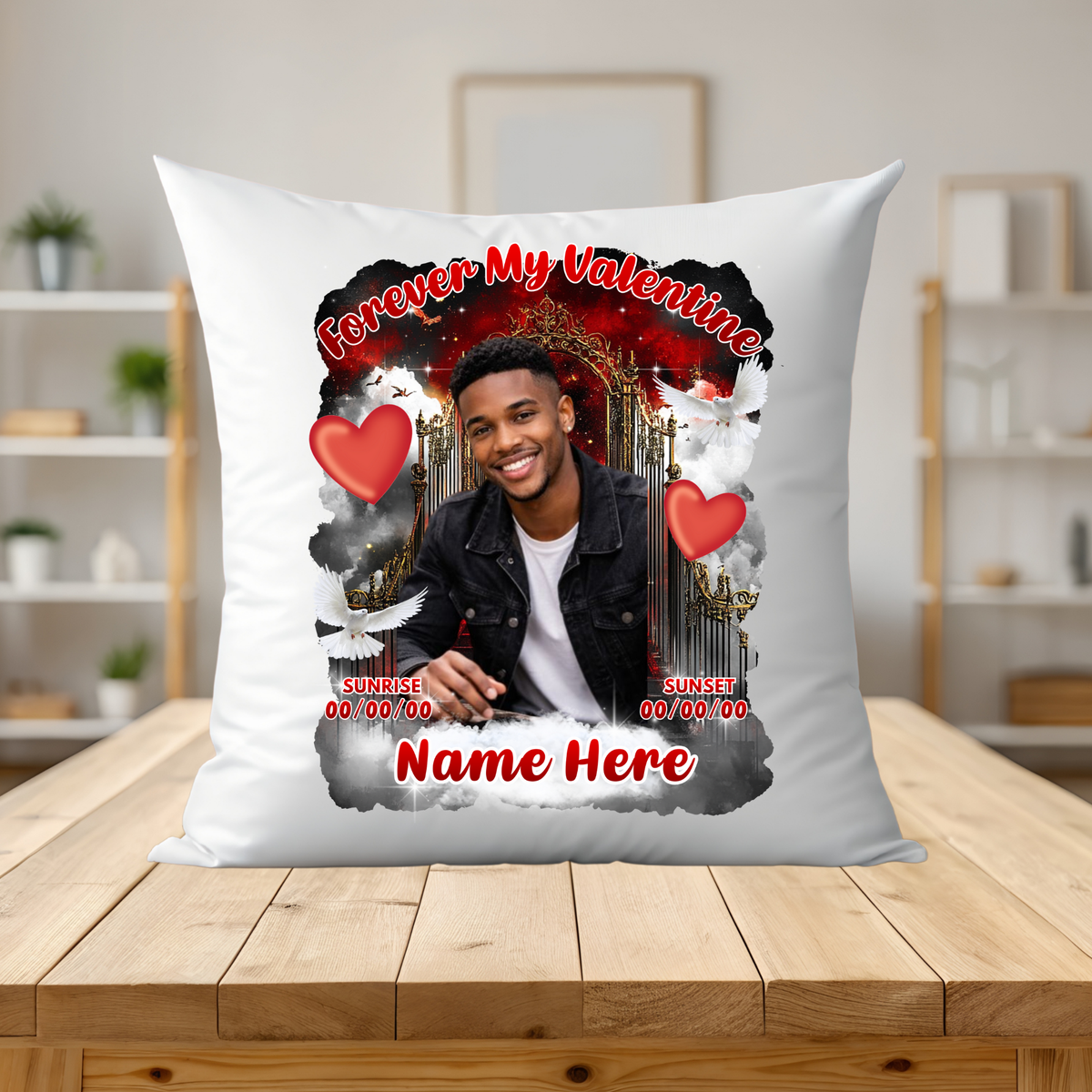 Forever My Valentine Memorial Pillow • Personalized Valentine Remembrance Gift • Custom Photo Memorial Cushion • Sympathy Keepsake for Loved Ones