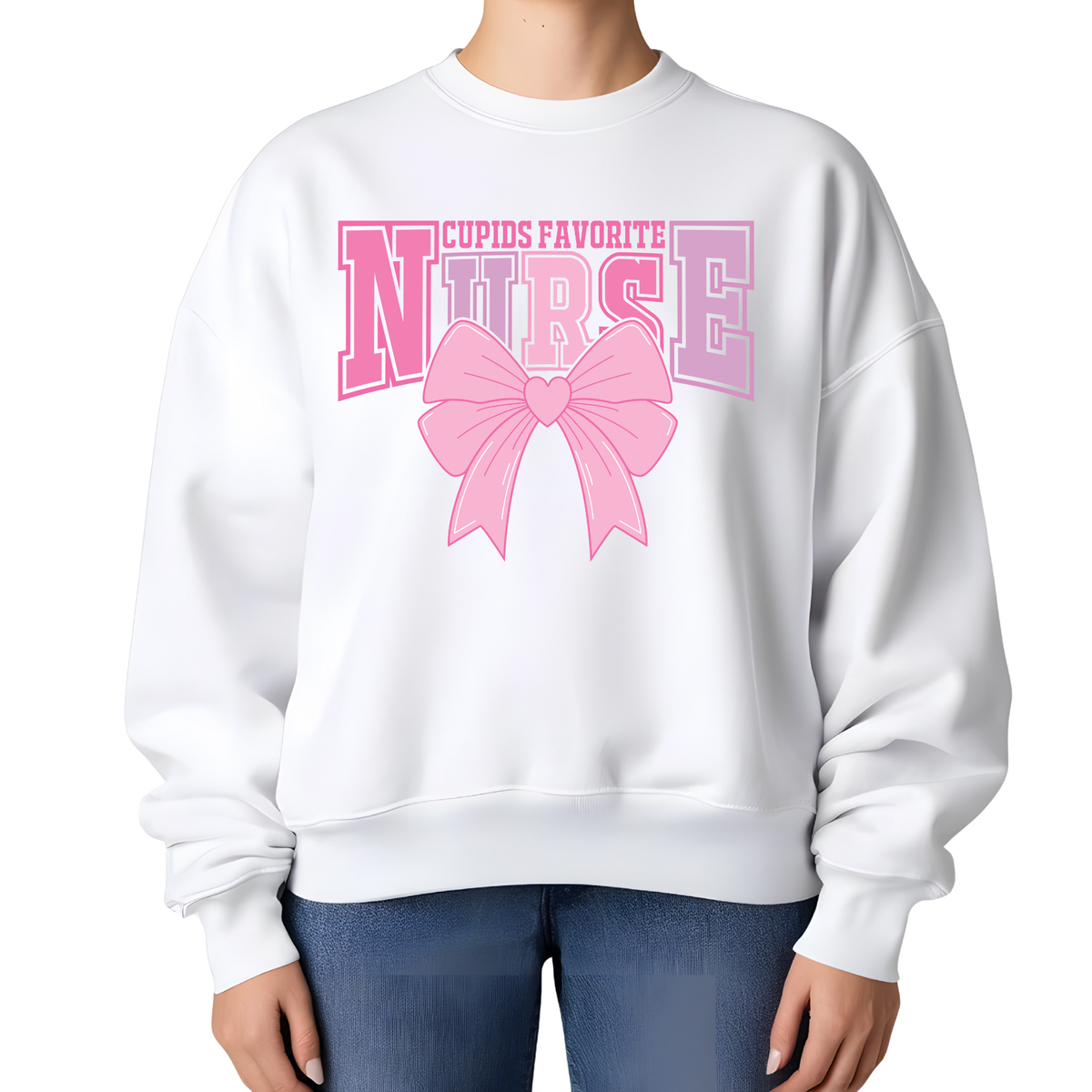 Cupid’s Favorite Nurse Sweatshirt, Valentine Nurse Shirt, Nurse Valentine Outfit, Cute Pink Valentine Crewneck