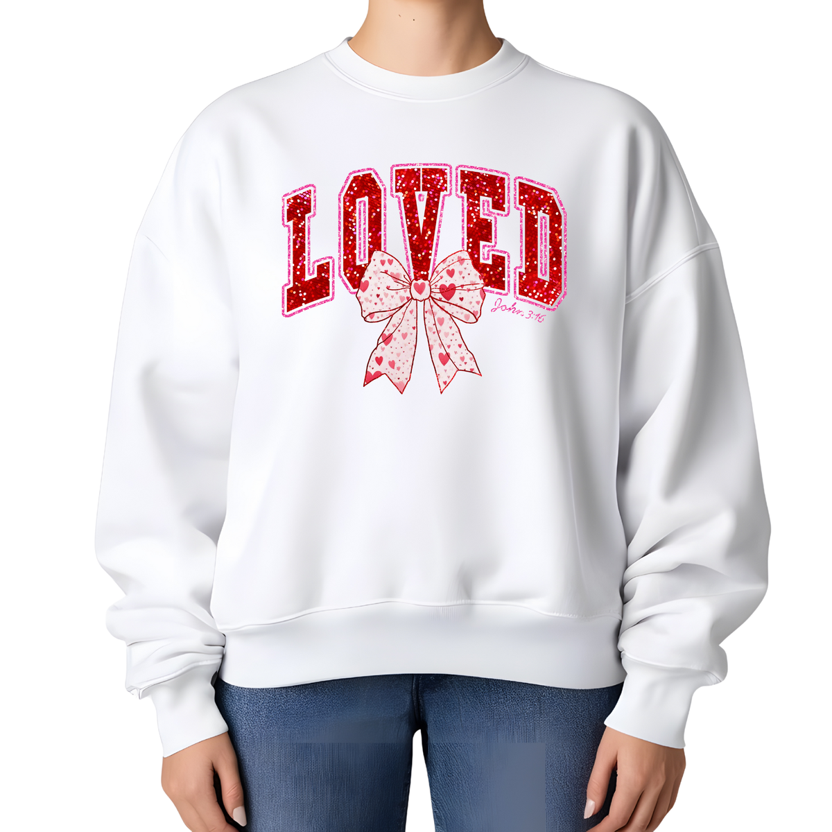 Loved Valentine Sweatshirt, Pink Bow Valentine Shirt, Cute Love Sweatshirt, Valentine Outfit for Women