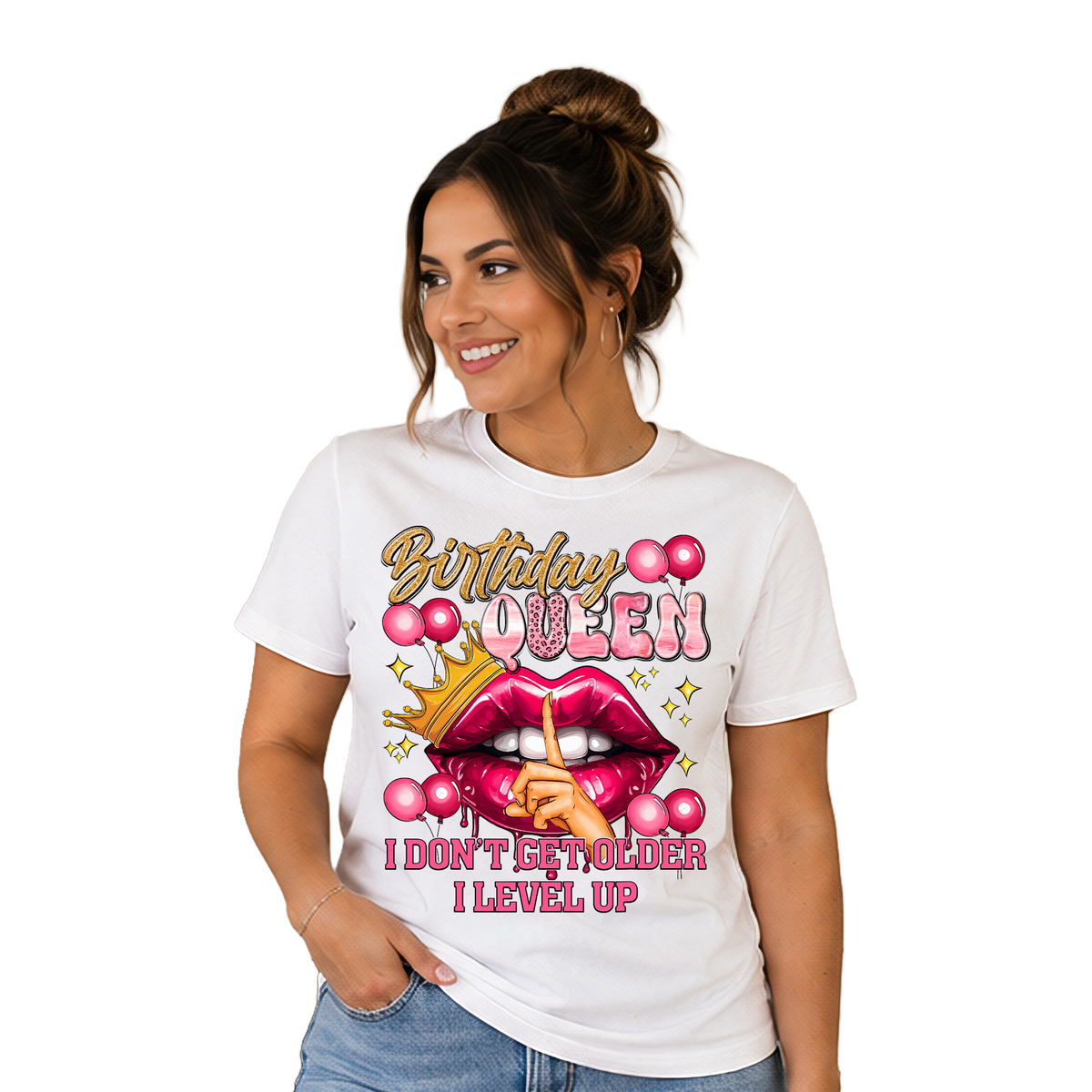 Birthday Queen I Don't Get Older I Level Up Pink Tee
