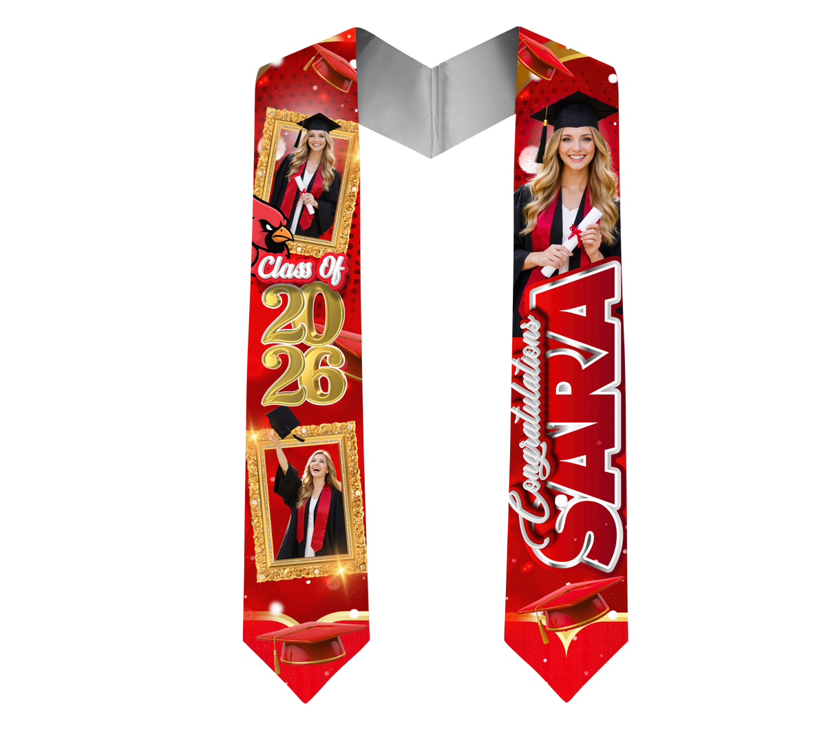 Custom Graduation Stole 2026 | Personalized Photo Graduation Stole | Class of 2026 Stole | Custom Name & School Colors | Graduation Keepsake