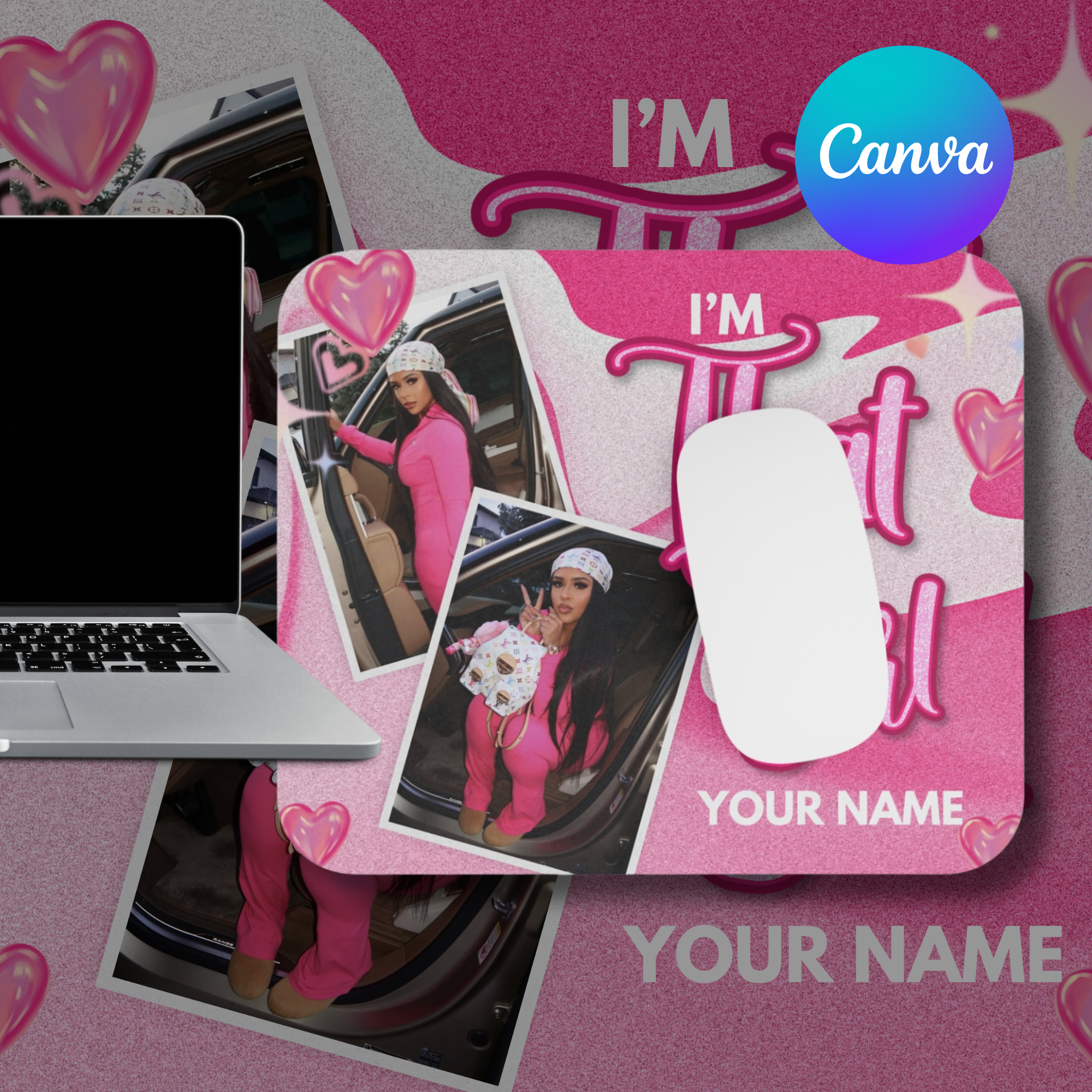 I’m That Girl” Mouse Pad Template (Canva Editable)