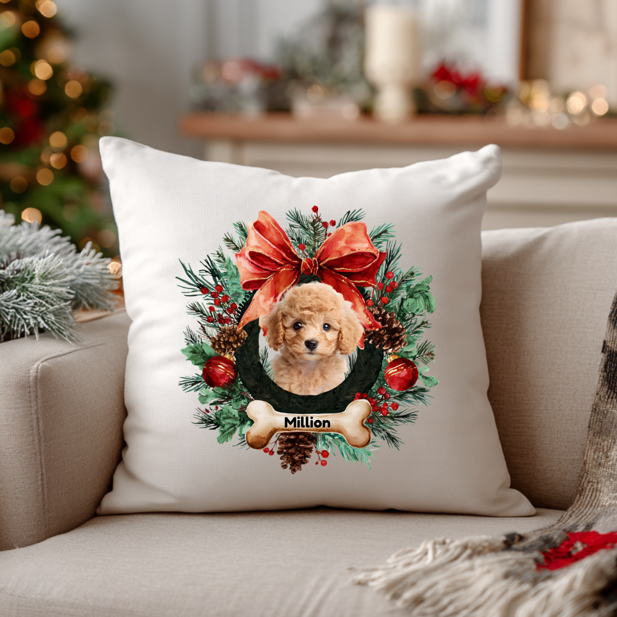 Christmas Pet Wreath Template – Editable Canva Design