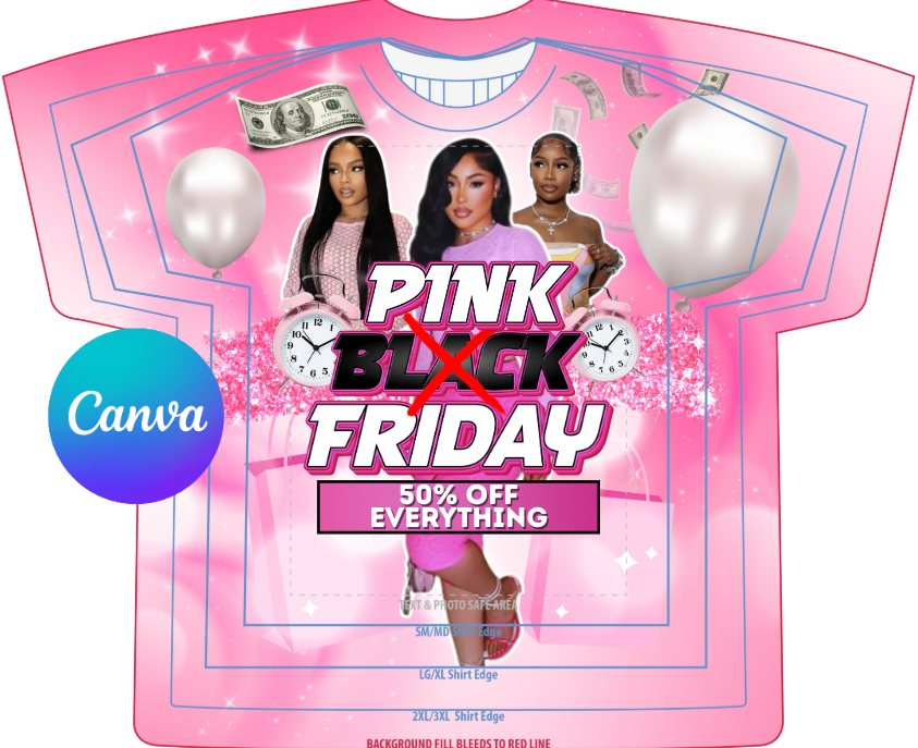 PINK FRIDAY Promotional T-Shirt Template – Canva Editable