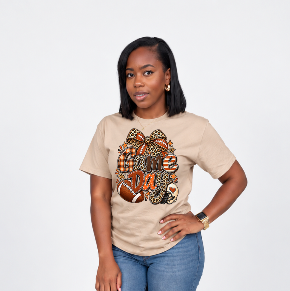 Leopard Game Day Shirt | Cute Football Graphic Tee for Women