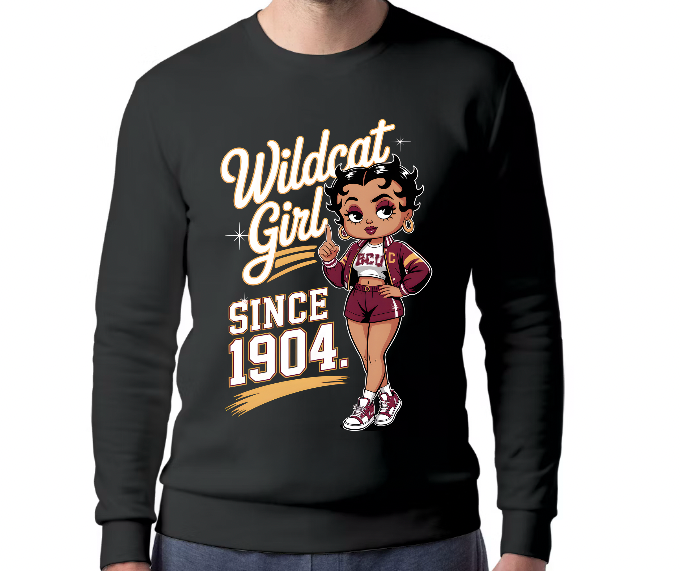 Wildcat Girl Since 1904 Sweatshirt | BCU HBCU Apparel | Bethune-Cookman University Crewneck