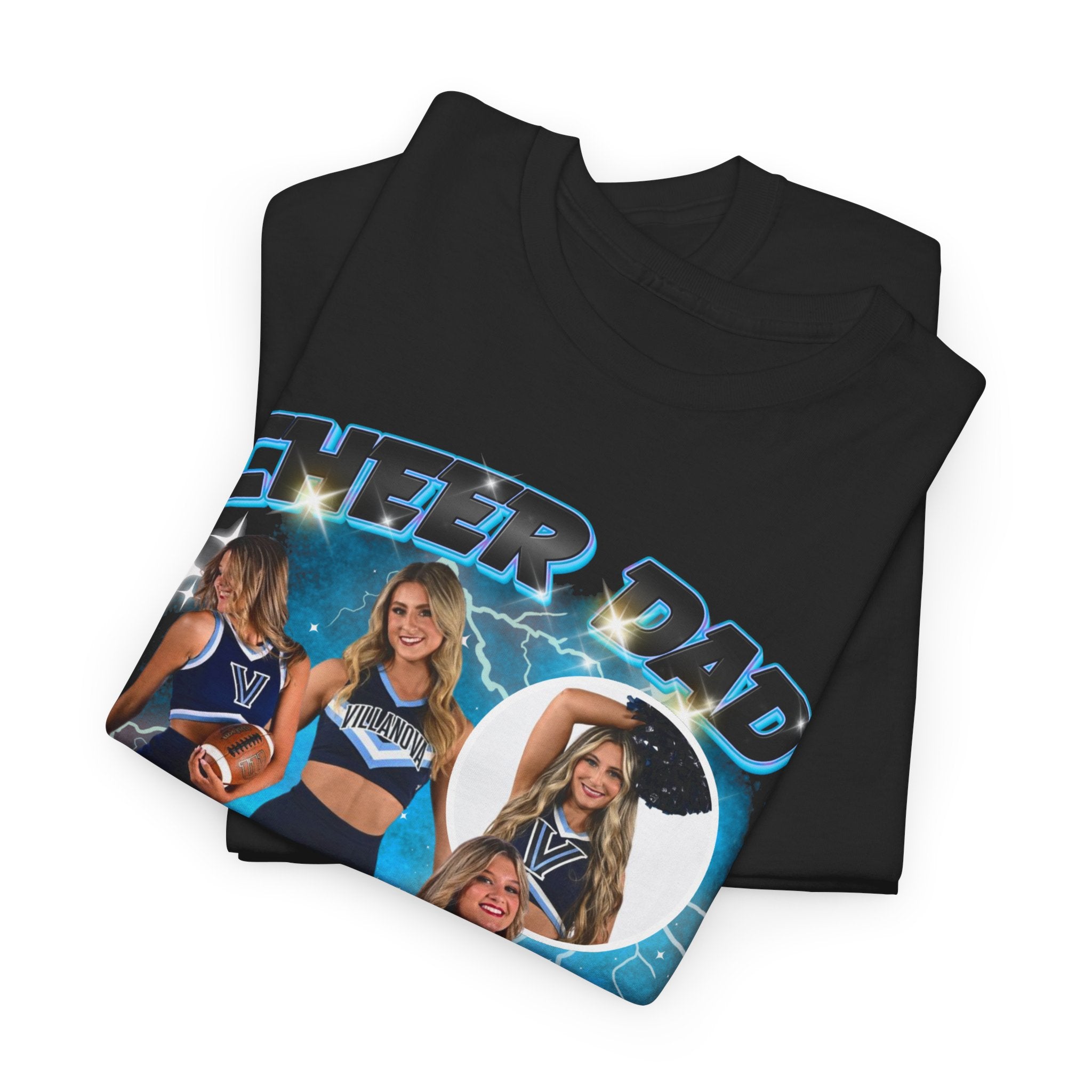 Custom Cheer Photo Shirt | Personalized Cheer Dad or Mom Shirt | Supporter Tee | Custom Name & Photos | Cheer Competition Shirt