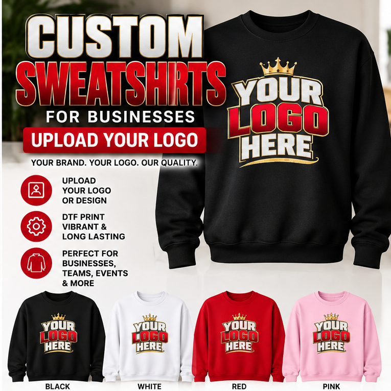 Custom Business Logo Crewneck Sweatshirt | Upload Your Logo