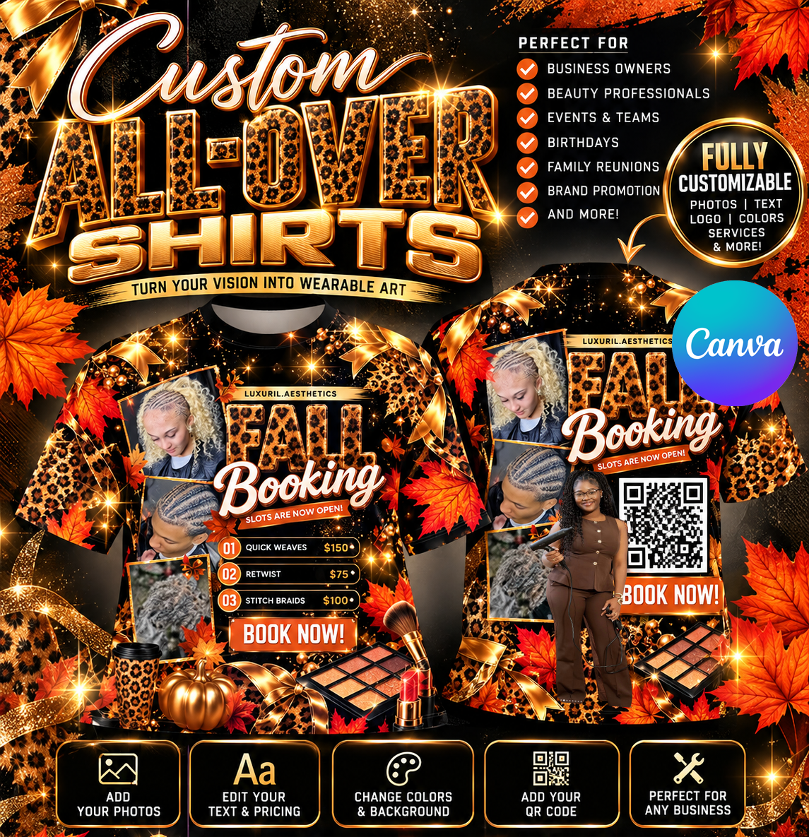 Fall Booking All Over Shirt Template