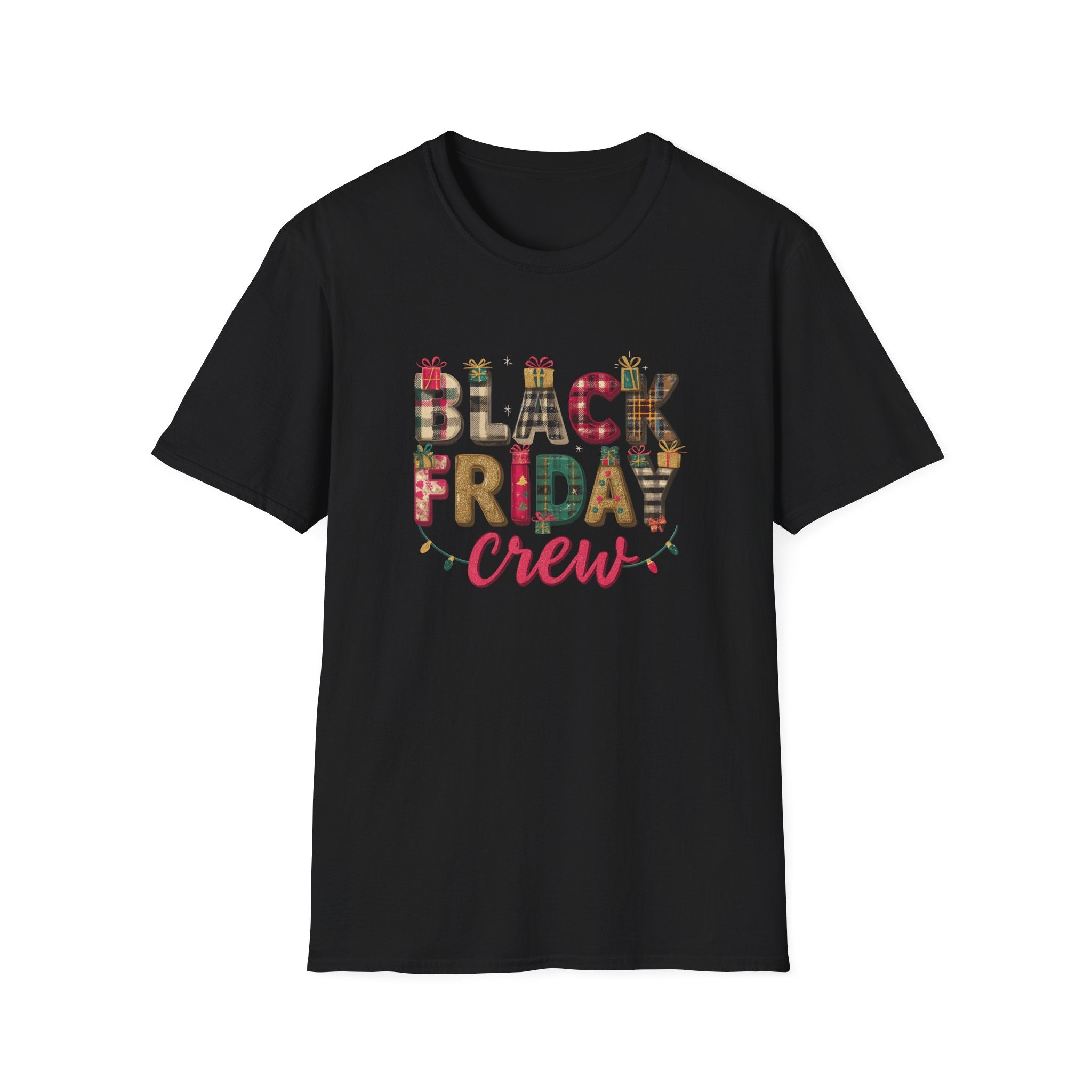 Black Friday Crew Shirt – Plaid & Glitter Christmas Gift Design