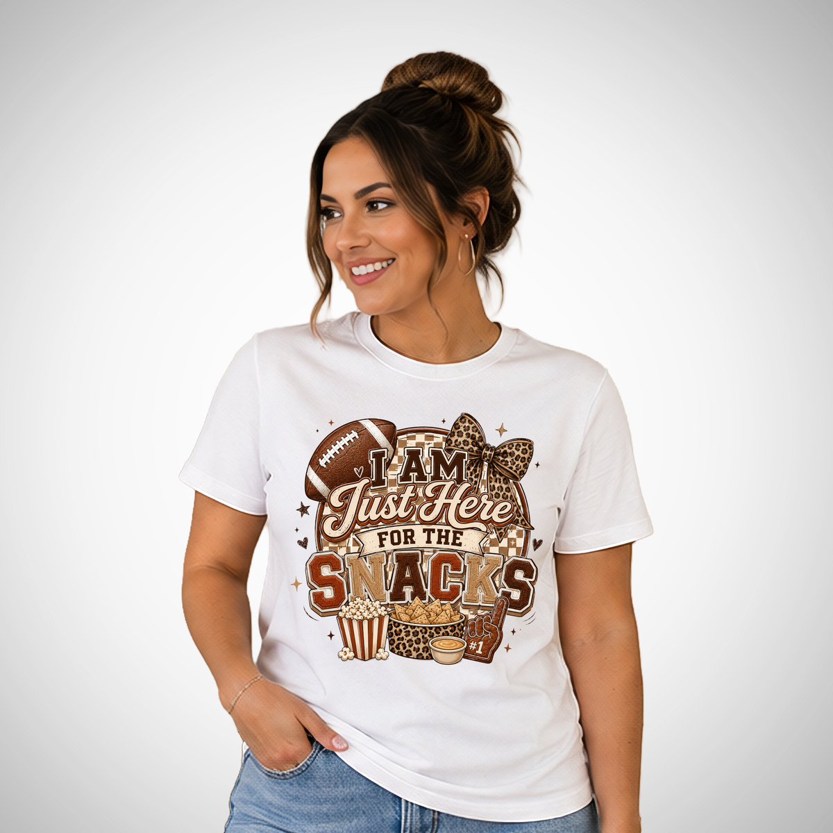 Just Here for the Snacks Football Tee