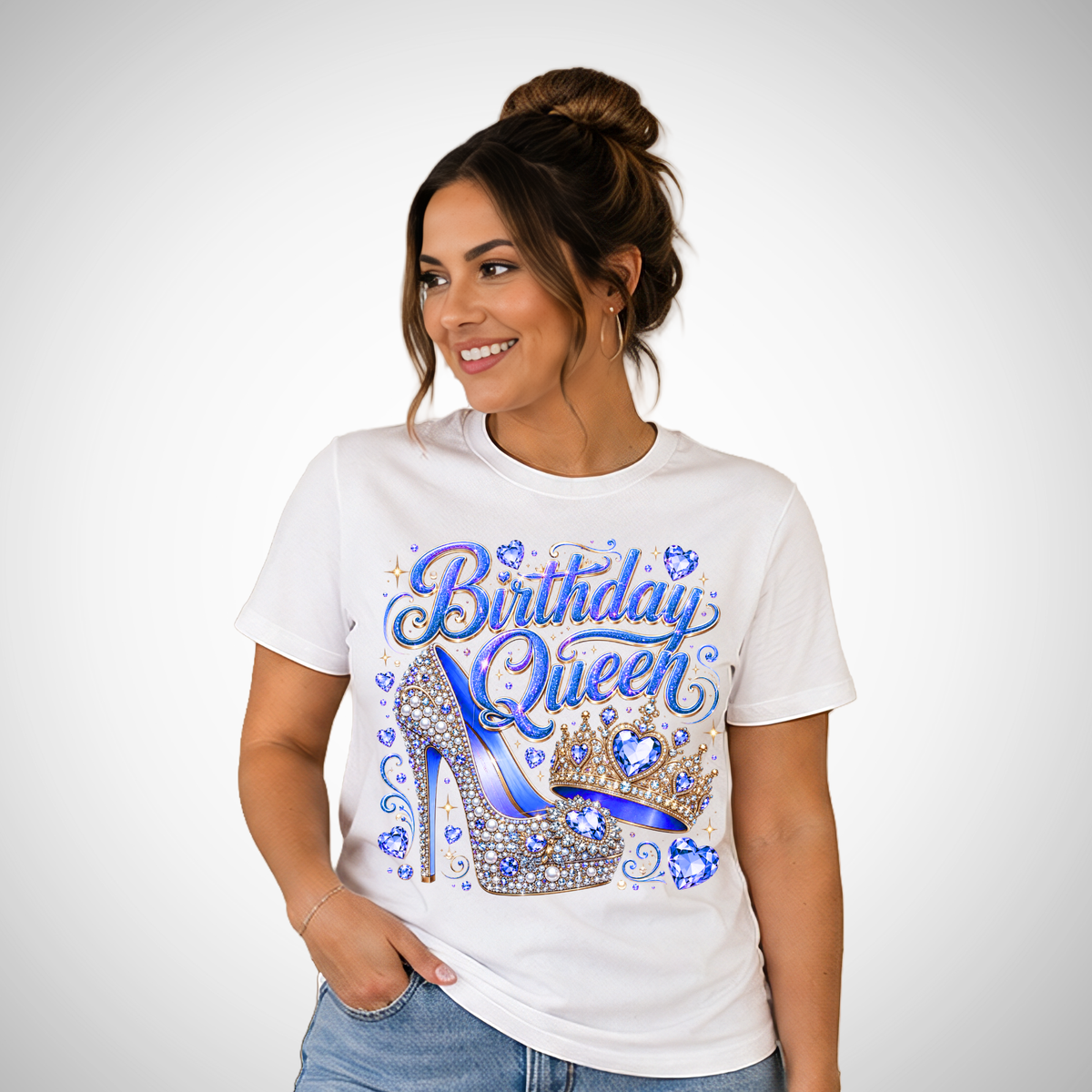 Birthday Queen Iridescent Pearl Heel Tee