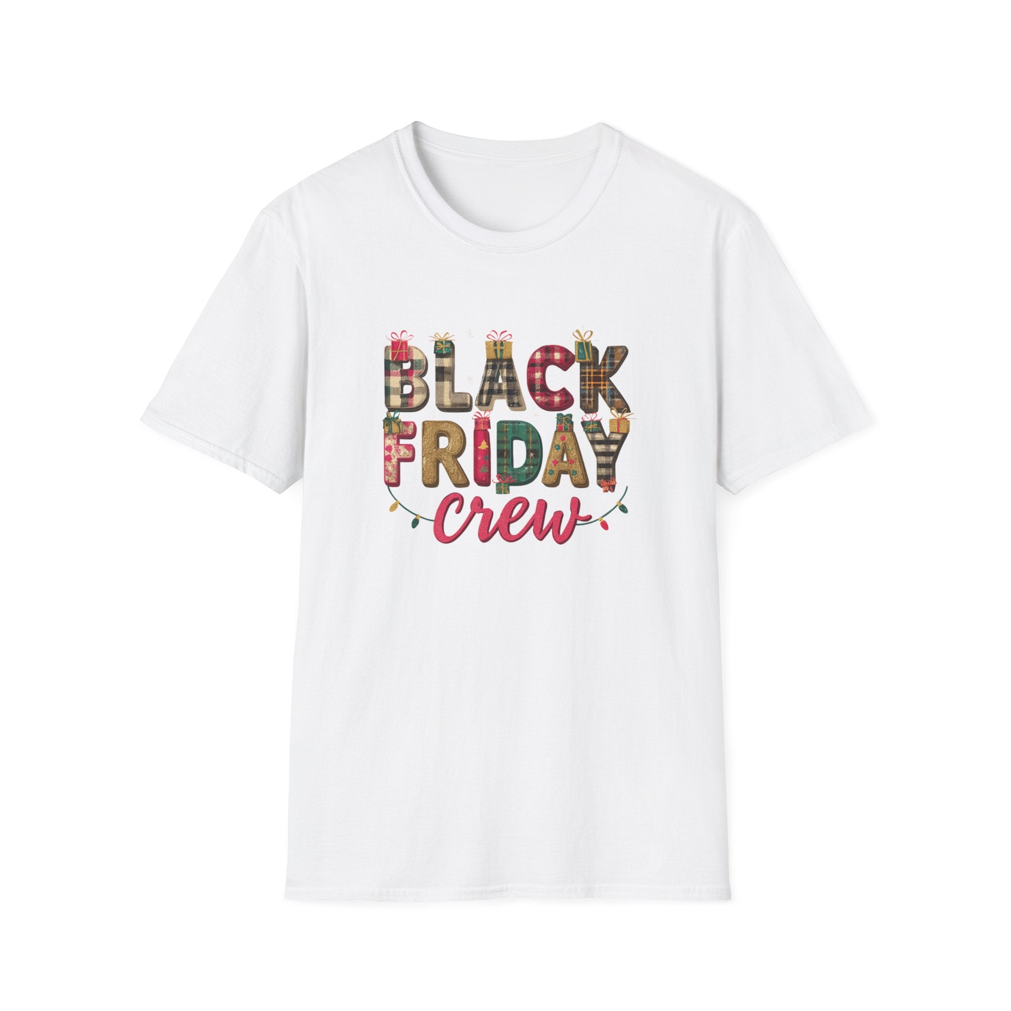 Black Friday Crew Shirt – Plaid & Glitter Christmas Gift Design
