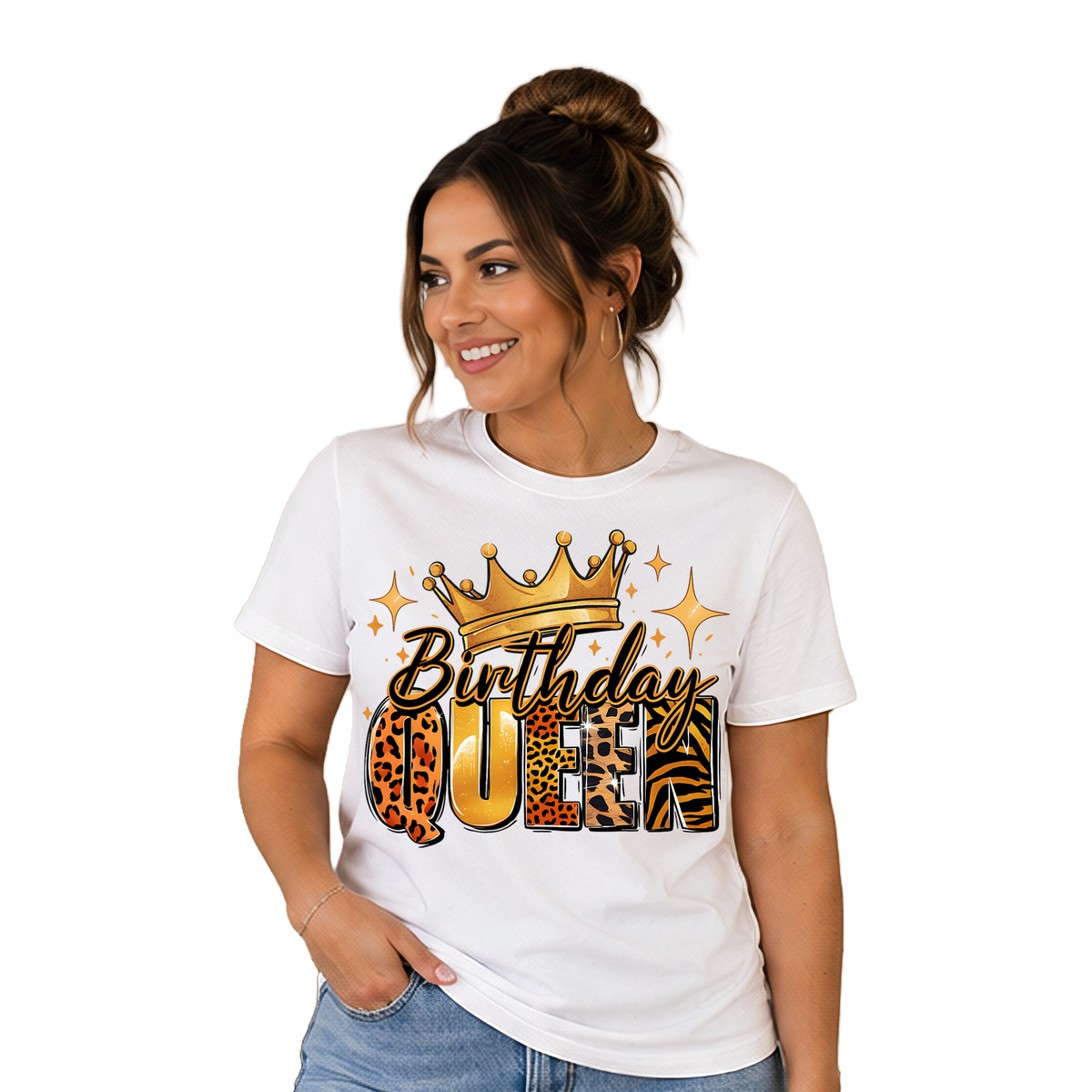 Birthday Queen Leopard Print Crown Tee