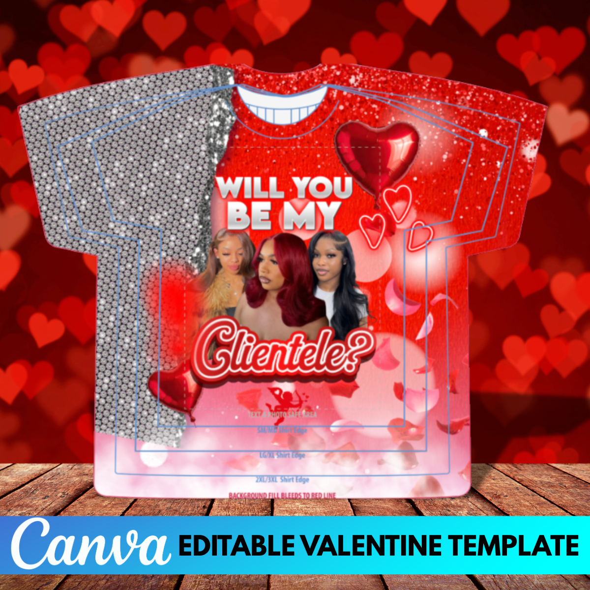 Valentine Clientele Shirt Design | Stylist Marketing Template | Canva Editable Hair Business Shirt | Books Open Valentine Design