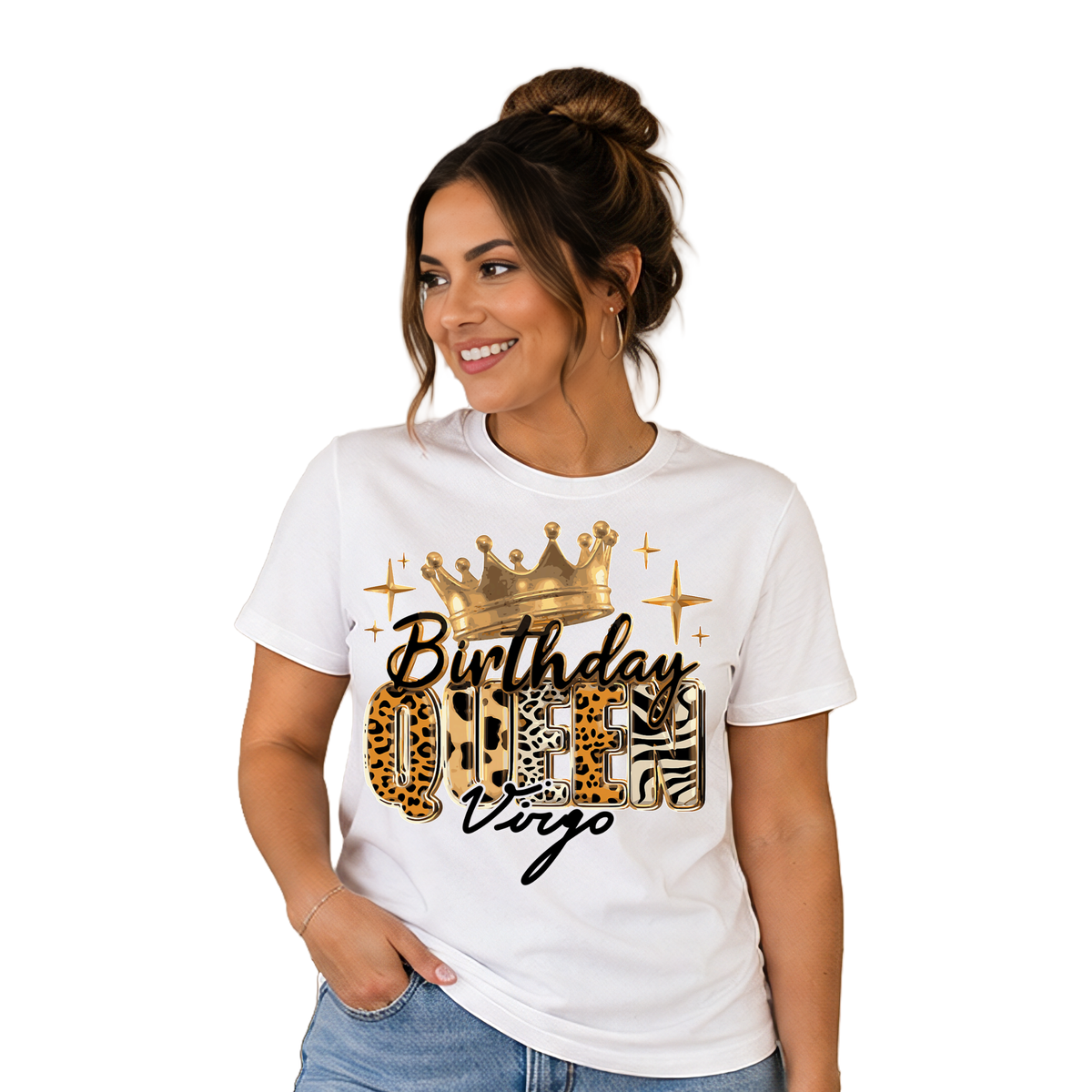 Birthday Queen Virgo Leopard Crown Tee