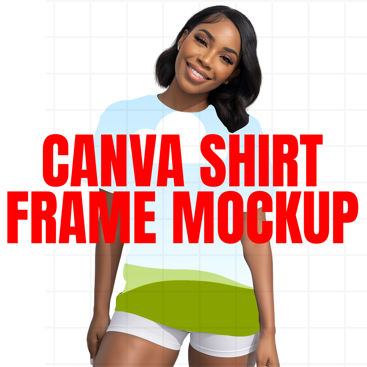 Front All Over T-Shirt Canva Frame 26-05 | Sublimation & DTF Shirt Mockup | Front View Canva Template | Apparel Mockup for Designers
