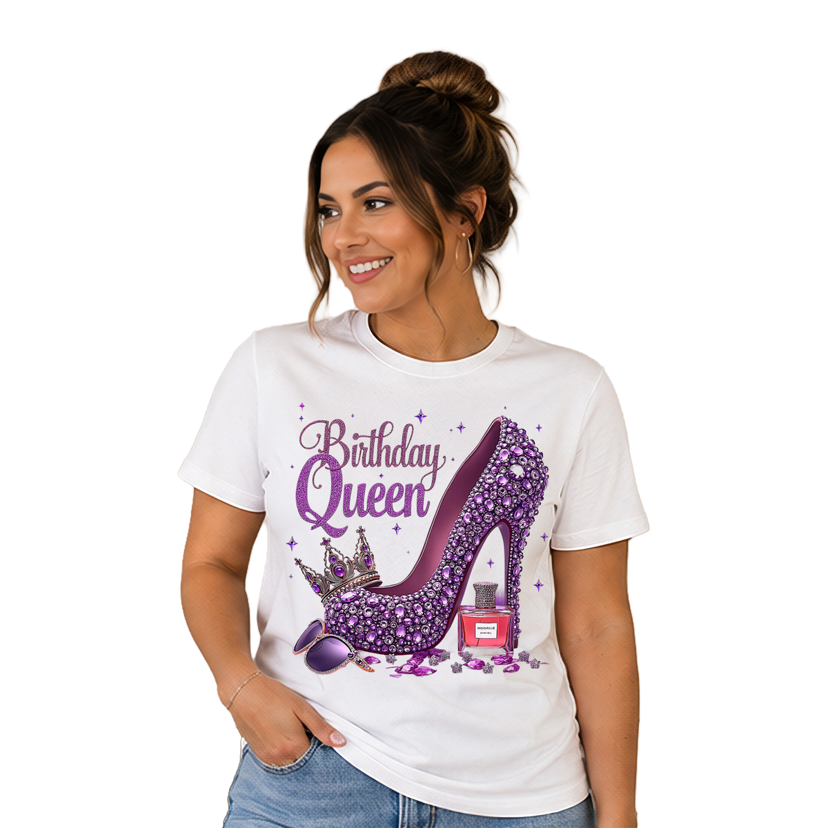 Birthday Queen Purple Jeweled Heel Tee