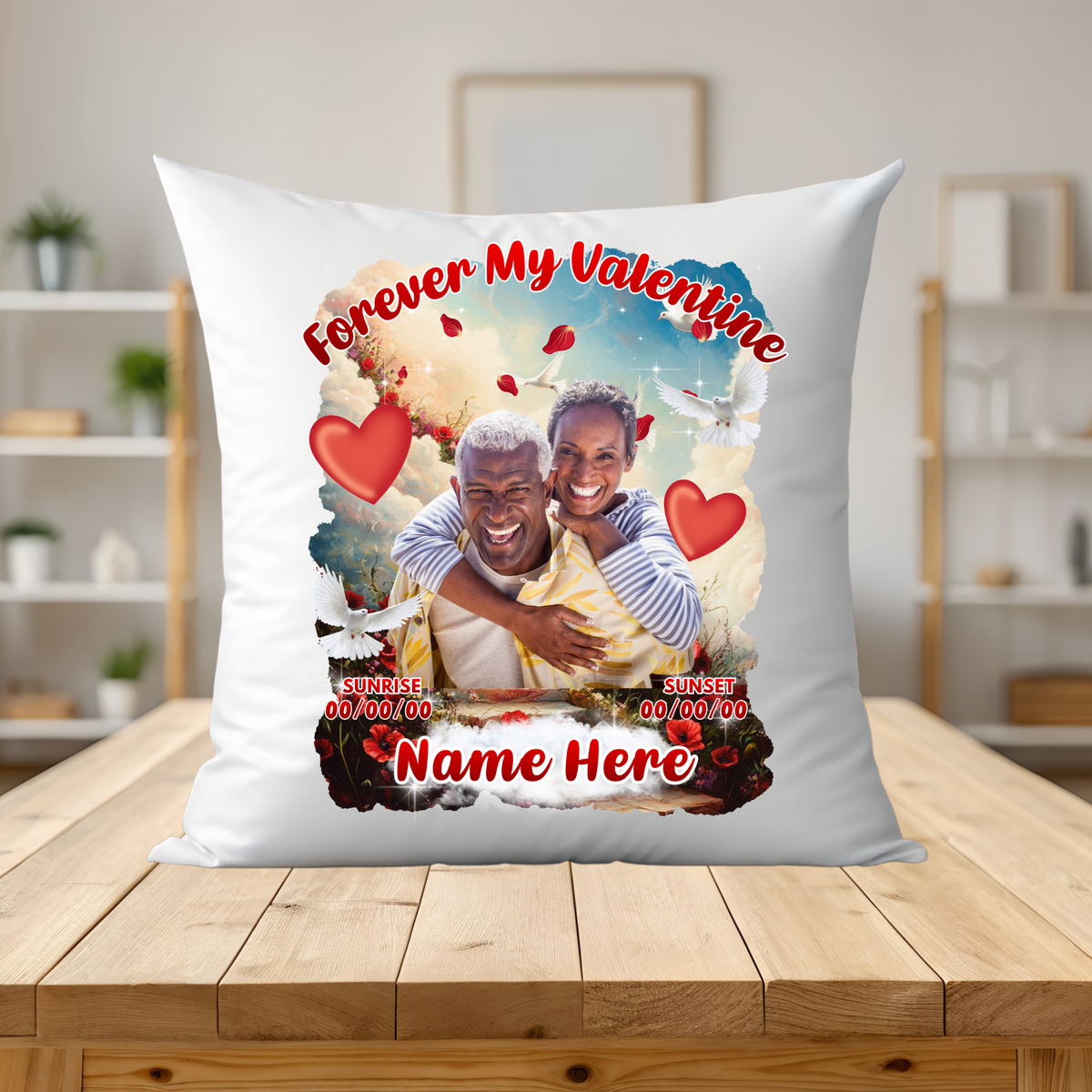 Forever My Valentine Memorial Pillow • Custom Couple Tribute • Personalized Photo Remembrance Cushion • Memorial Gift for Husband or Wife
