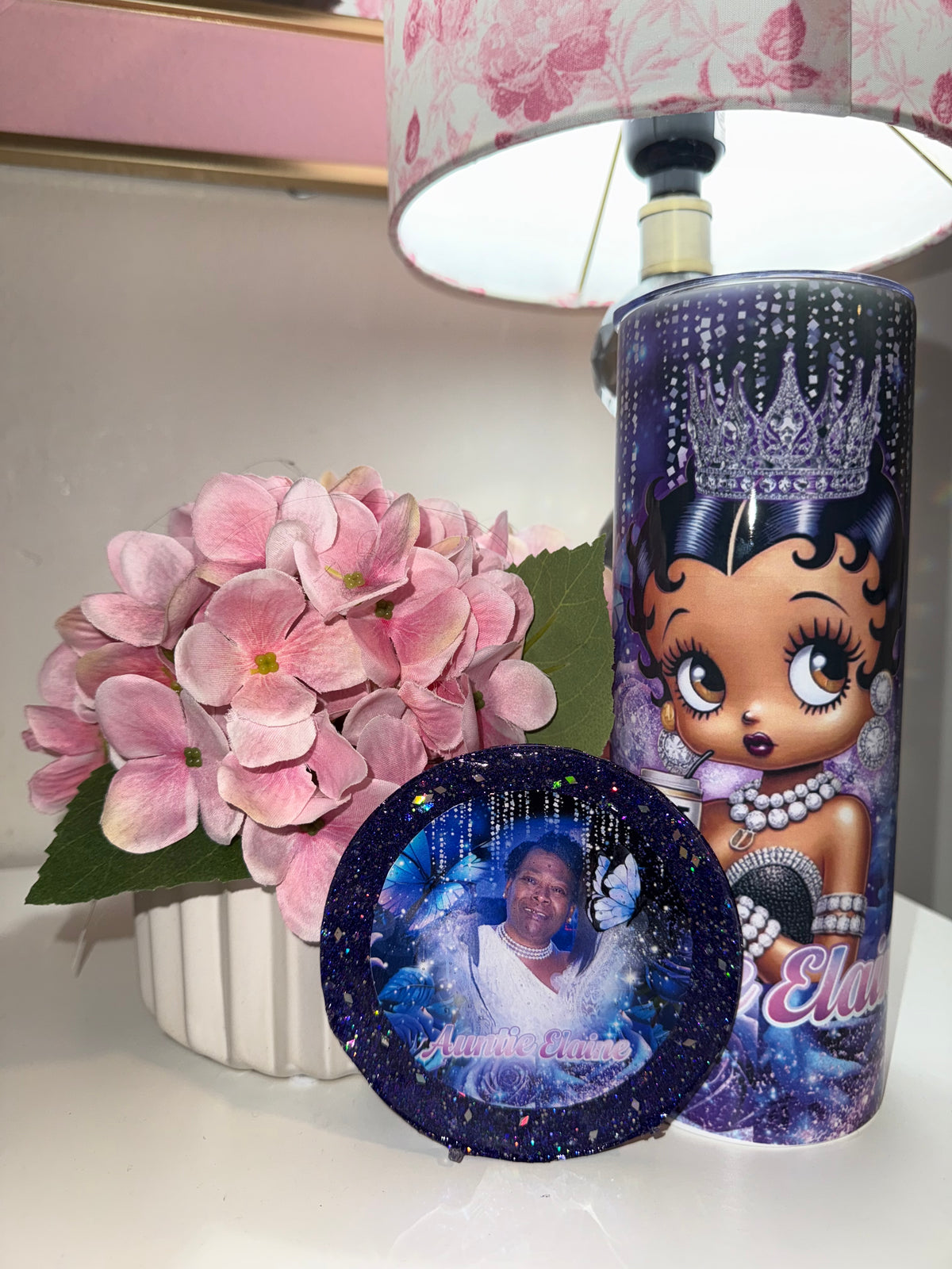Purple Custom Photo Tumbler & Coaster Set | Personalized Gift | Luxury Keepsake | Birthday, Mother’s Day, Tribute Gift