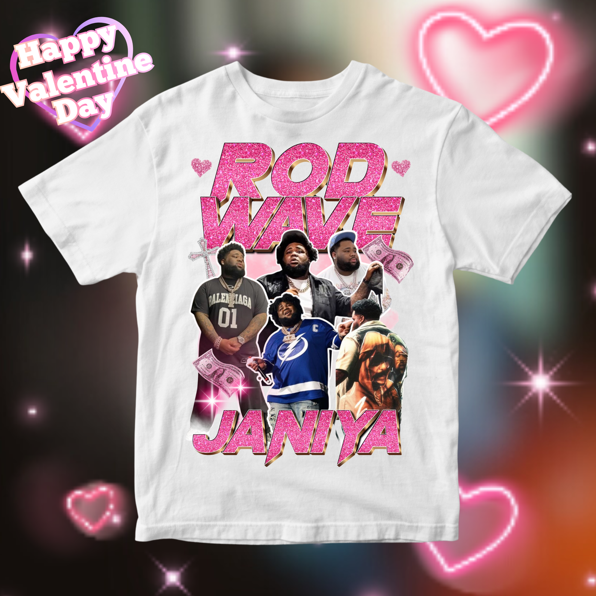 Custom Valentine ROD Wave Photo Collage Shirt | Personalized Name Tee | Trendy Music Fan Valentine Shirt | Custom Gift