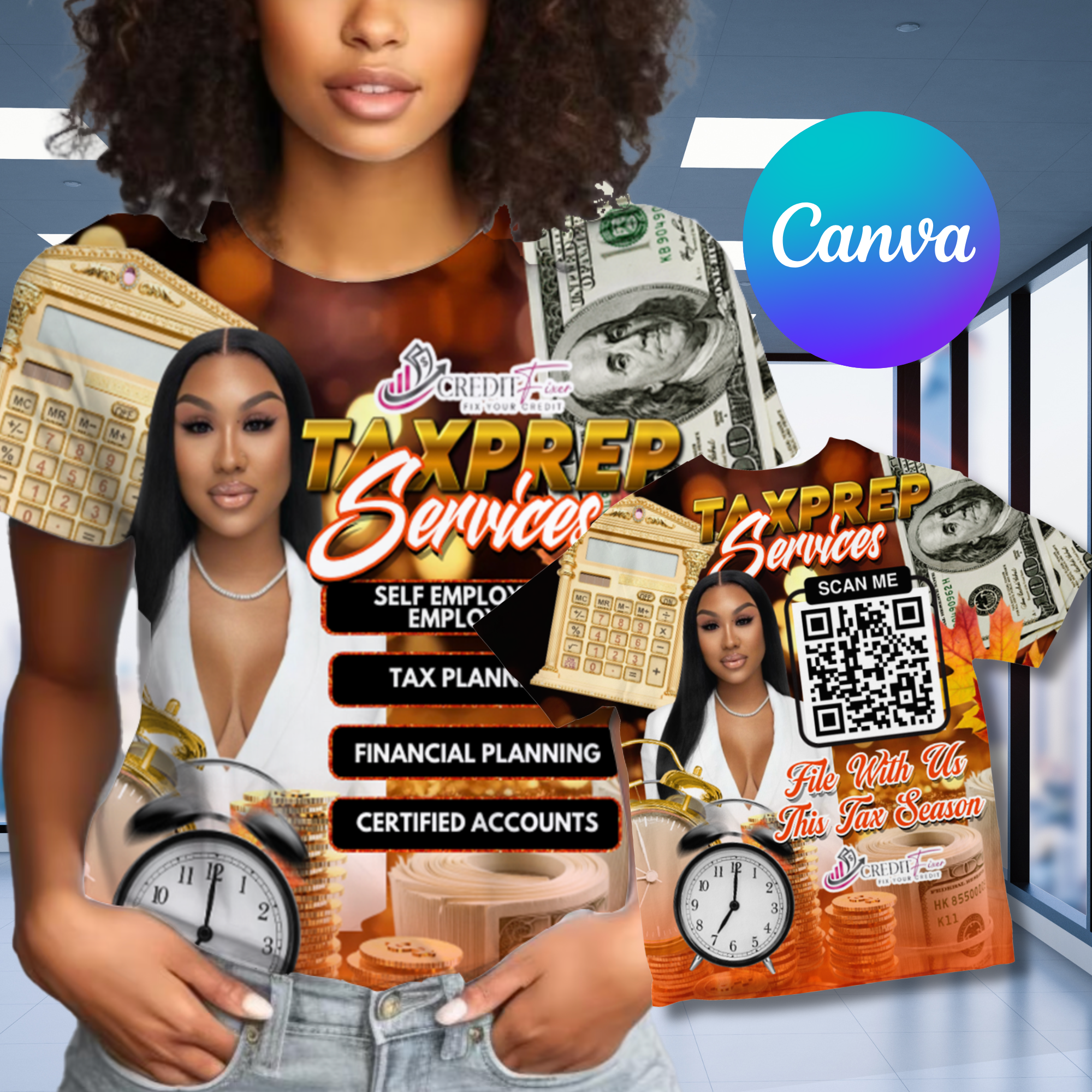 Tax Prep Services Promotional T-Shirt Template – Canva Editable