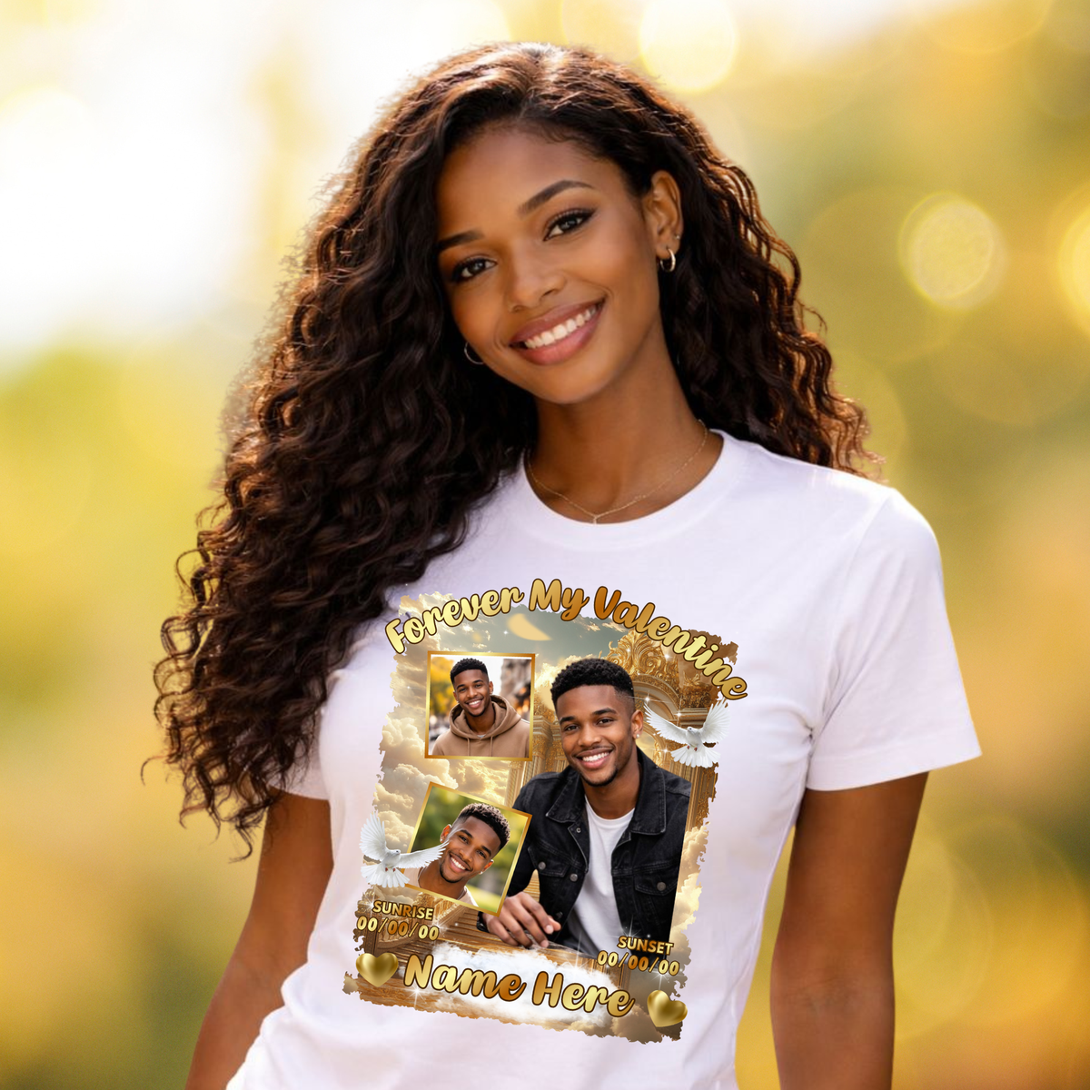 Gold Forever My Valentine Memorial Shirt | Personalized Photo Shirt | Custom Valentine Memorial Tee | Keepsake Apparel