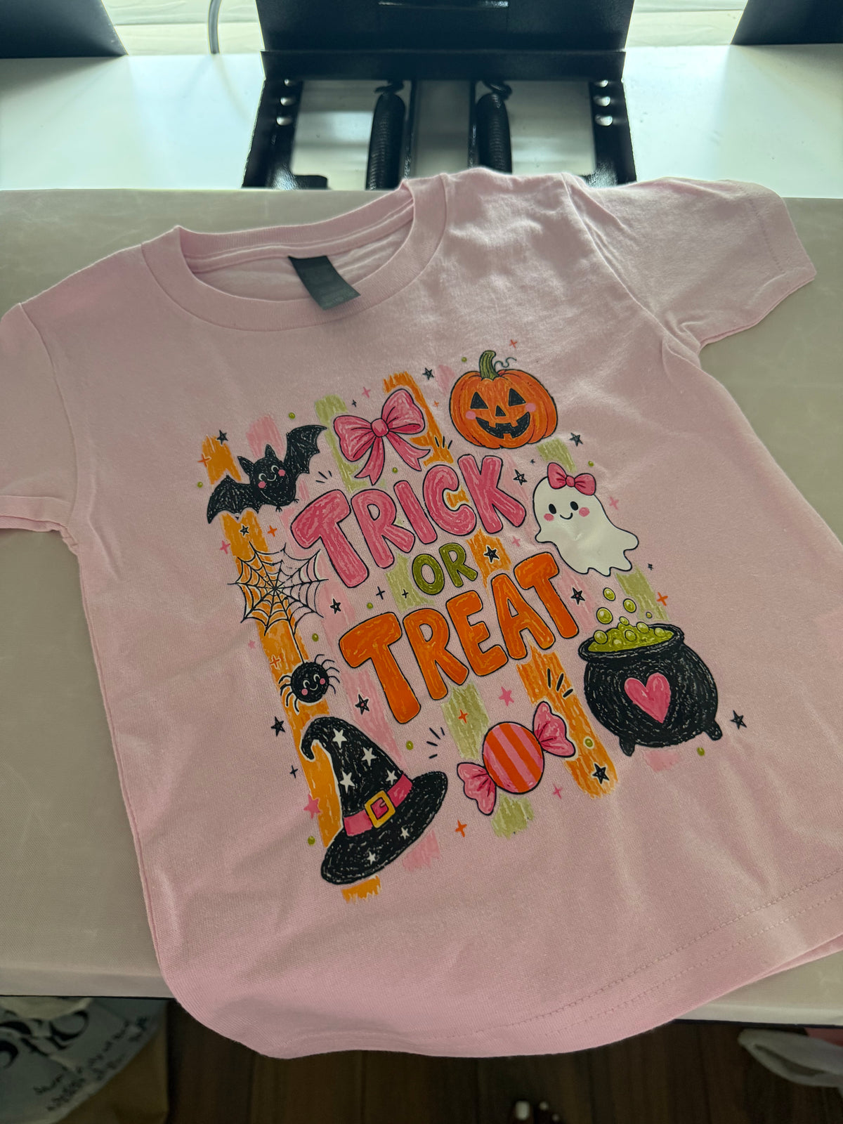 Pink Trick or Treat Halloween Shirt for Toddler & Youth
