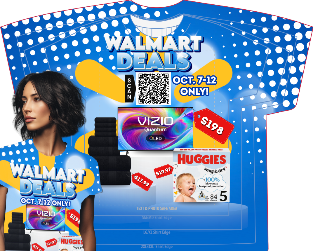 Walmart Theme Promo Shirt Template - CANVA