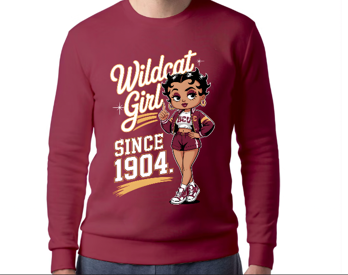 Wildcat Girl Since 1904 Sweatshirt | BCU HBCU Apparel | Bethune-Cookman University Crewneck