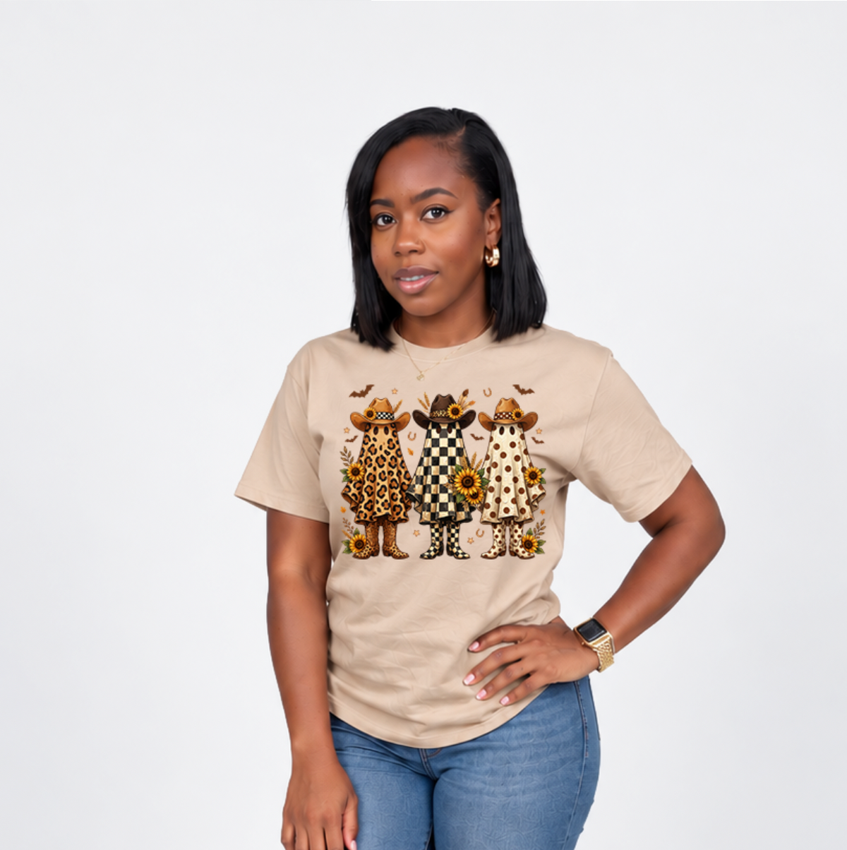Western Ghost Shirt | Cowgirl Halloween Graphic Tee for Women