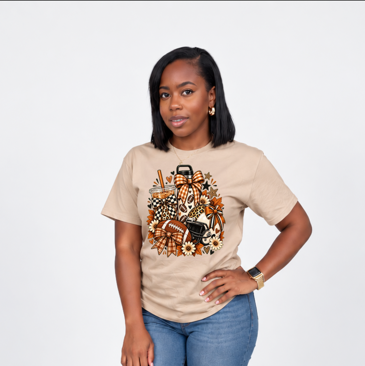 Game Day Essentials Shirt | Fall Football Graphic Tee for Women
